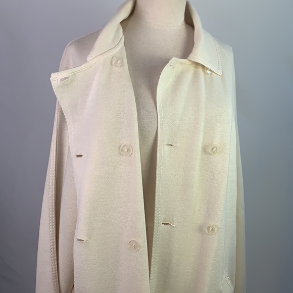 Rodier VTG cream knit long with belt jacket - Picture 10 of 11
